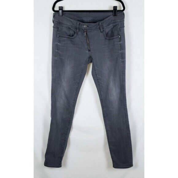 G-Star Jeans Lynn Skinny Low Rise Gray Womens 32L? (US 14) Grunge Moto Urban - Picture 1 of 10